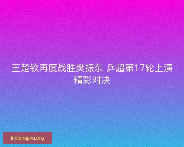 王楚钦再度战胜樊振东 乒超第17轮上演精彩对决