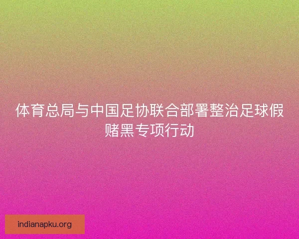 体育总局与中国足协联合部署整治足球假赌黑专项行动