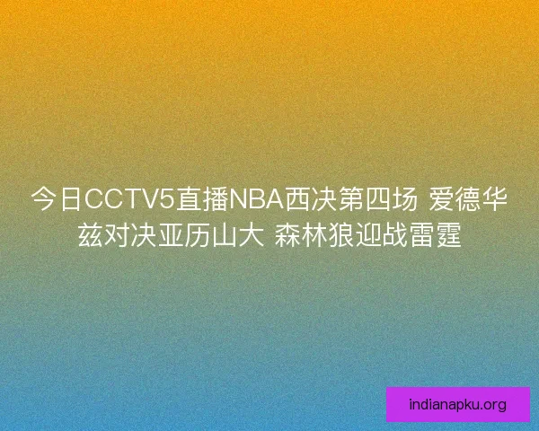 今日CCTV5直播NBA西决第四场 爱德华兹对决亚历山大 森林狼迎战雷霆