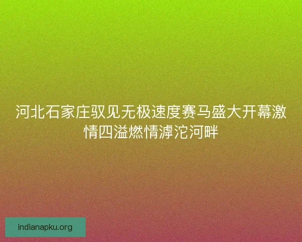 河北石家庄驭见无极速度赛马盛大开幕激情四溢燃情滹沱河畔