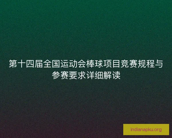 第十四届全国运动会棒球项目竞赛规程与参赛要求详细解读